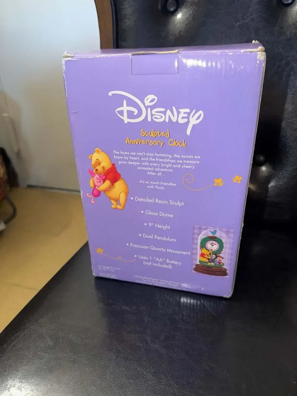 Disney Winnie the Pooh and Piglet Sculpted Anniversary Clock